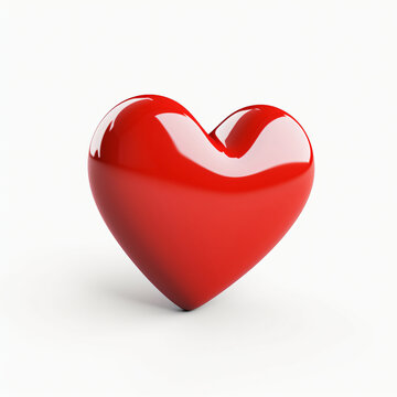 3d render icon of red heart cartoon isolated generated AI