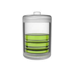 middle charged battery isolated on white background