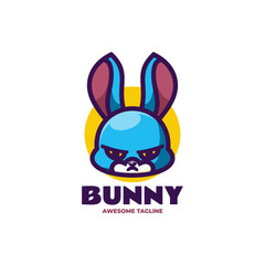 Vector Logo Illustration Bunny Mascot Cartoon Style.