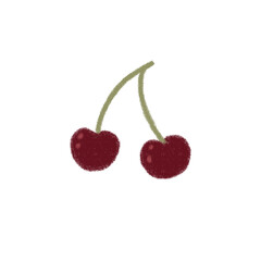 doodle cartoon fruit flat color cherry