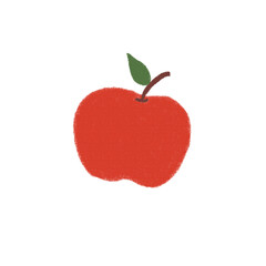doodle cartoon fruit flat color apple