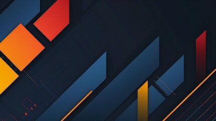 Abstract geometric for presentation background. Vector illustration of dark blue and orange colors.