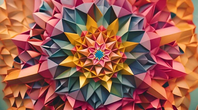 Colorful Geometric Paper Artwork with AI generated.
