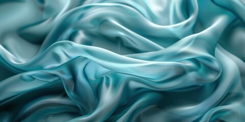 Fototapeta premium Abstract luxury turquoise seaweed satin weave of cotton or linen satin fabric lies texture background.