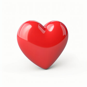 3d render icon of red heart cartoon isolated generated AI