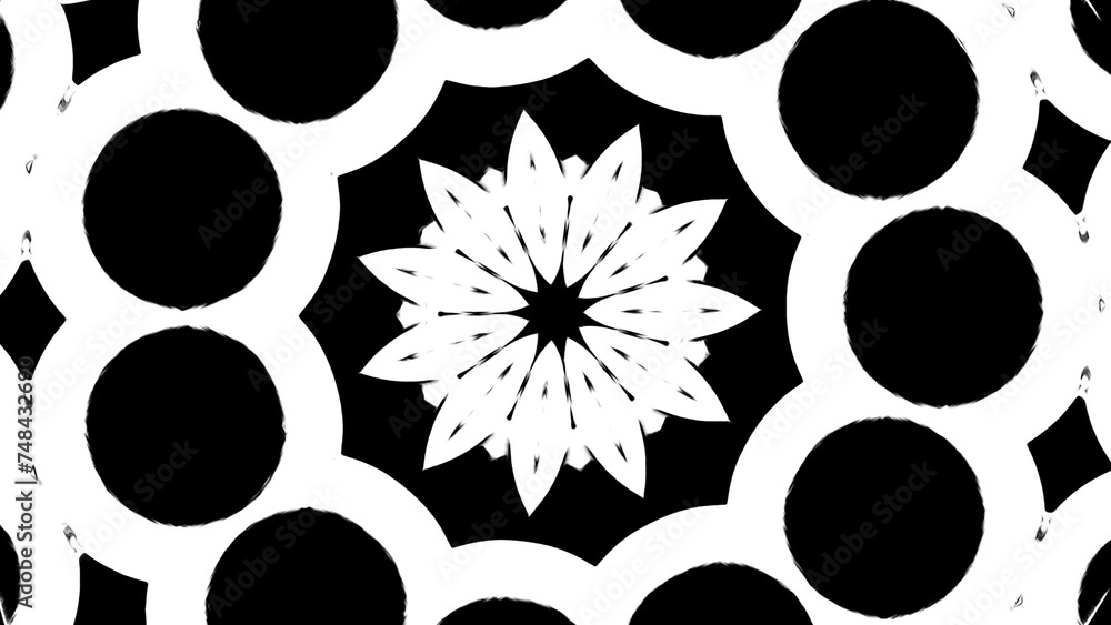 Poster monochrome digital lines and figures in motion. design. kaleidoscopic transformations.