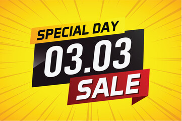 3.3 Special day sale word concept vector illustration with ribbon and 3d style for use landing page, template, ui, web, mobile app, poster, banner, flyer, background, gift card, coupon

