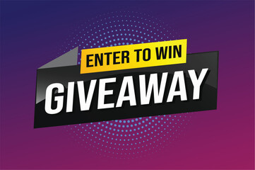 giveaway enter and win word vector illustration 3d style for social media landing page, template, ui, web, mobile app, poster, banner, flyer, background, gift card, coupon, label, wallpaper

