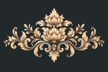Damask baroque ornament. Ornate element for design in Victorian style. It can be used for decorating of wedding