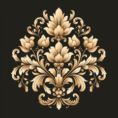 Damask baroque ornament. Ornate element for design in Victorian style. It can be used for decorating of wedding
