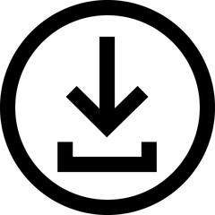 Fototapeta premium Download flat vector icon. install symbol. Upload button. Load symbol. Software download arrow icon. Save button. Download file, application, document pictogram isolated on transparent background.