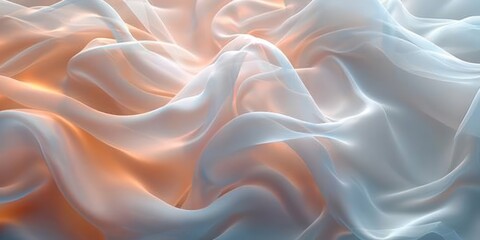 Abstract white silk or smoke wave and swirls gradient satin fabric lies texture background. - obrazy, fototapety, plakaty
