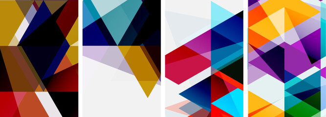 Colorful bright triangles with various colors and transparencies. Vector illustration For Wallpaper, Banner, Background, Card, Book Illustration, landing page