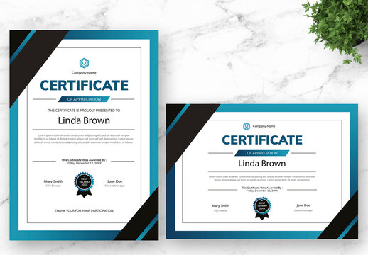 Black and Blue Certificate