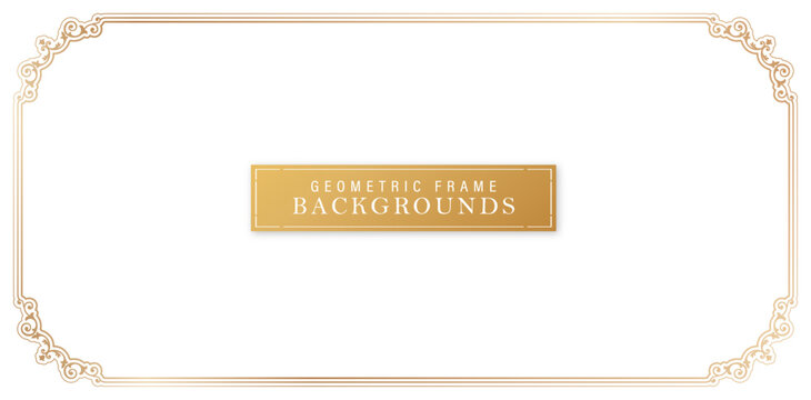 golden frame with ornate border elegant line art design isolated white backgrounds for space text, luxury invitations, certificate of completion templates, stationery designs materials, collages decks