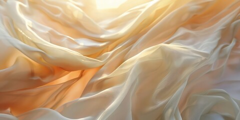 Abstract a silky warm and sunlit texture wave and swirls gradient satin fabric lies texture background. - obrazy, fototapety, plakaty