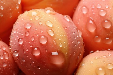 Refreshing Peach water drops. Summer fruit nature, juicy nutrition. Generate Ai