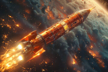 Fototapeta premium Rocket in the space