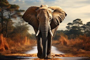 Walking Elephant - obrazy, fototapety, plakaty