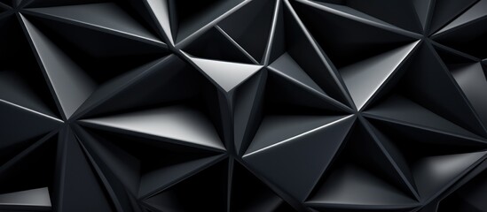 abstract geometric background with sharp, angular black shapes and reflective surfaces, creating a dark and modern. Design wallpaper.