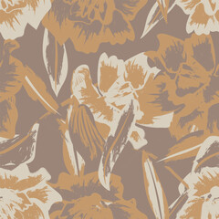 Neutral Colour Abstract Floral Seamless Pattern Design