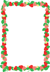 赤とピンクのいちごフレーム_縦