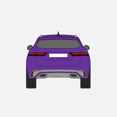 Purple suv car from behind side logo design in white background