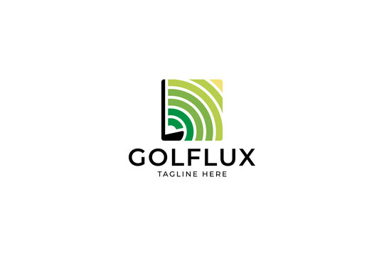 golf program with ball and field wave logo design for golf sport multimedia program business