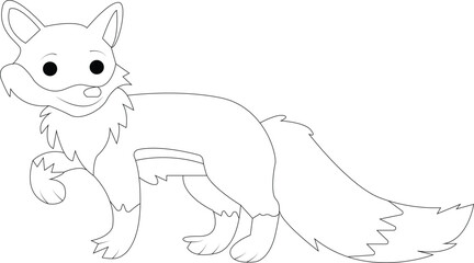 Funny fox coloring book page for children