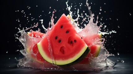 watermelon in water splash AI generative