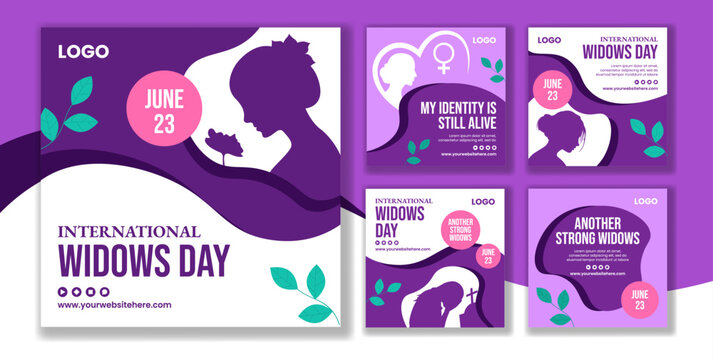 Widows Day Social Media Post Flat Cartoon Hand Drawn Templates Background Illustration