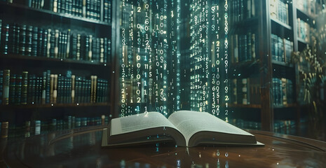 A journal book made entirely by strings of code and binary data