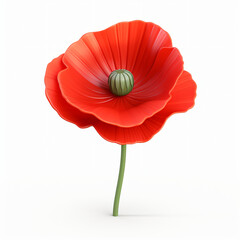 3d render icon of poppy cartoon isolated generated AI