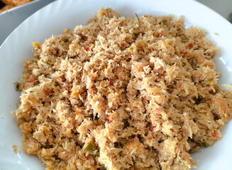 Grated coconut sauce. One of composition Gudangan. Javanese traditional menu. 

