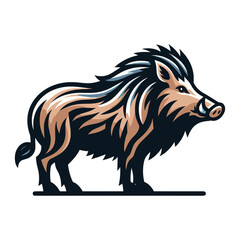 Fototapeta premium Wild hog boar pig full body design vector illustration, beast animal wildlife template isolated on white background