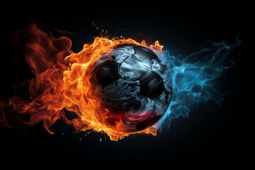 Soccer Ball Engulfed in Flames and Ice
