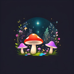 Darling Mushroom Stickers Amidst Nature's Beauty.
