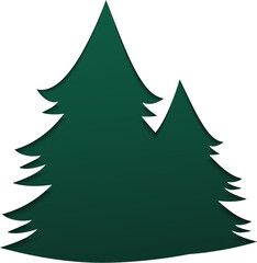 Dark Green Paper Cut Pine Trees