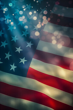 Blurred usa flag background with copy space for text placement