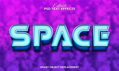 3D Neon Light Text Effwct With Galaxy Space Background