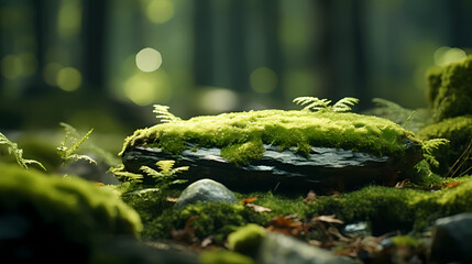 Naklejka na ściany i meble Close-up of lush green moss