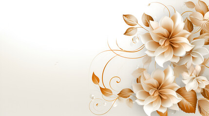 Modern Gold Floral Background with Flower Bouquet for Weddings Invitations or Arrangements
