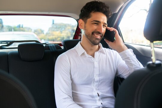 Portrait Businessman Talking Phone Way Work Car 2