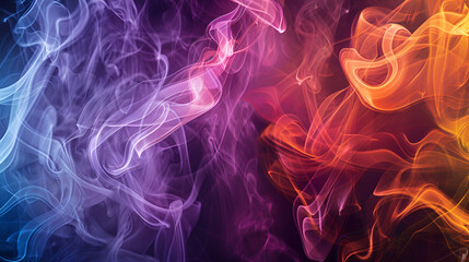 Colorful rainbow smoke on the black background, colorful smoke on the dark background. abstract...