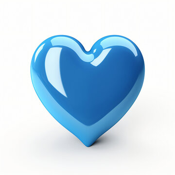 3d render icon of blue heart cartoon isolated generated AI