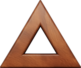 wooden triangle tag or sign isolated on white or transparent background,transparency