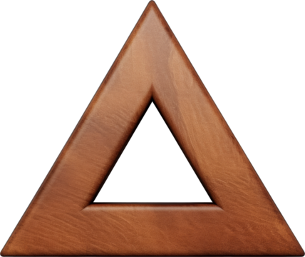 wooden triangle tag or sign isolated on white or transparent background,transparency 
