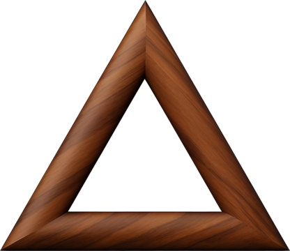 wooden triangle tag or sign isolated on white or transparent background,transparency 