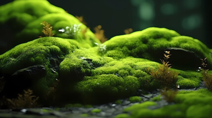 Naklejka na ściany i meble Close-up of lush green moss