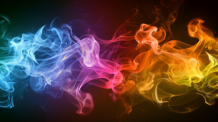 Colorful rainbow smoke on the black background, colorful smoke on the dark background. abstract background from smoke

